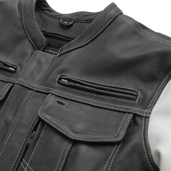 Vincent Men's Cafe Style Leather Jacket - Picture 7 of 8